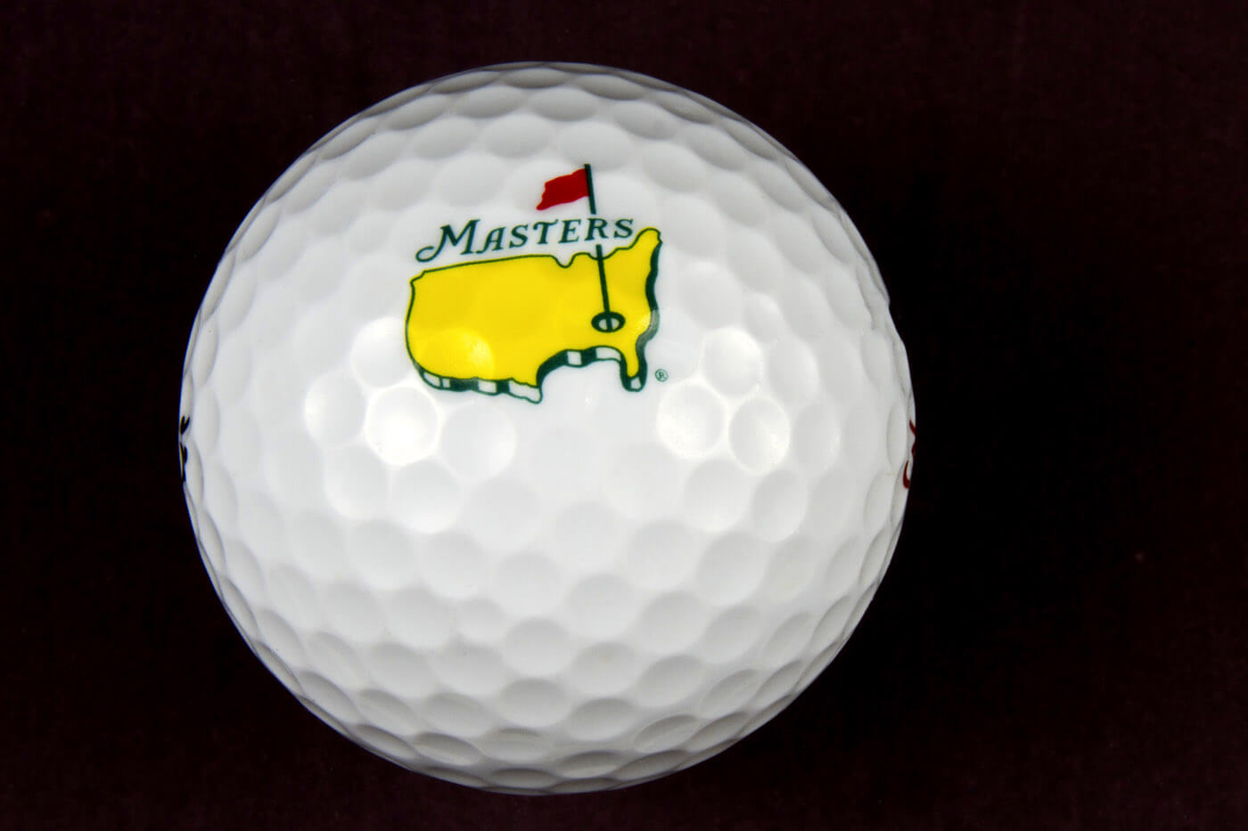 Close up of a masters golf ball