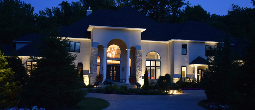 architecture lighting on front of white home 