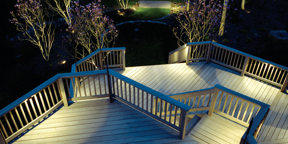 Deck and stairs with professional lighting