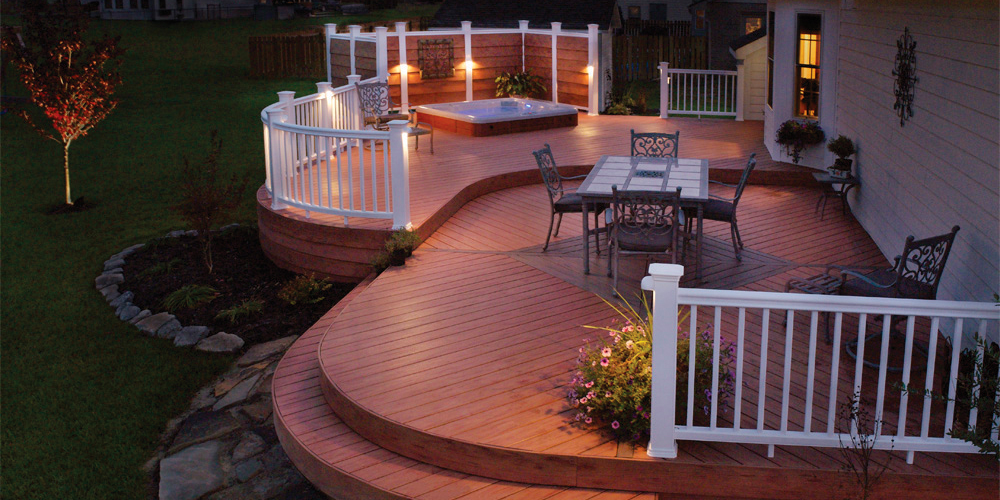 Outdoor patio with professional lighting