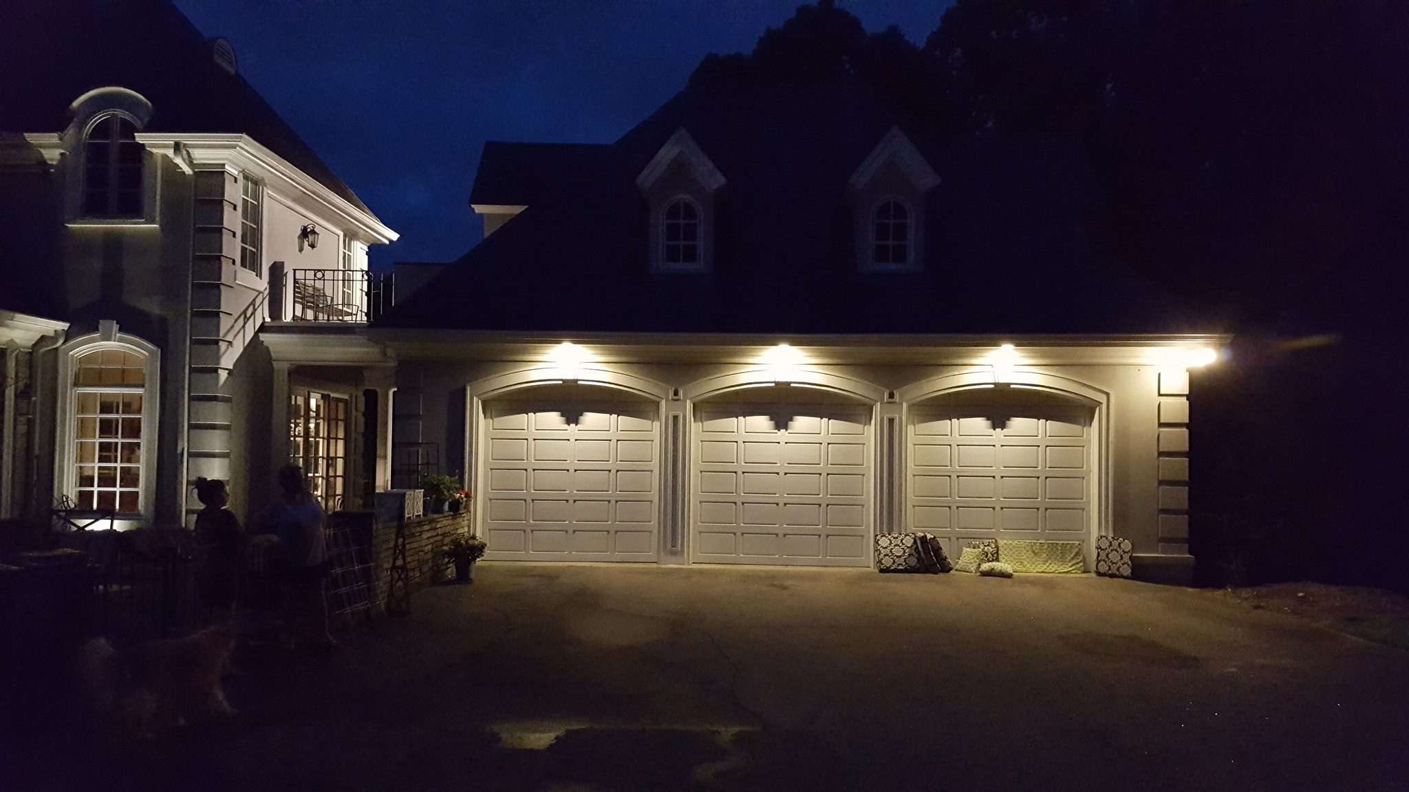 Residential garage doors with specialty lighting