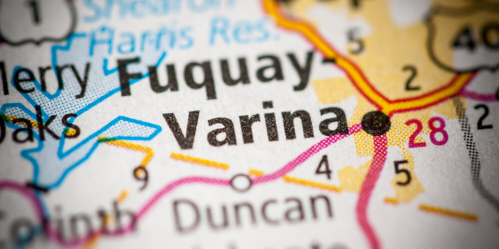 Map close-up showing Fuquay-Varina