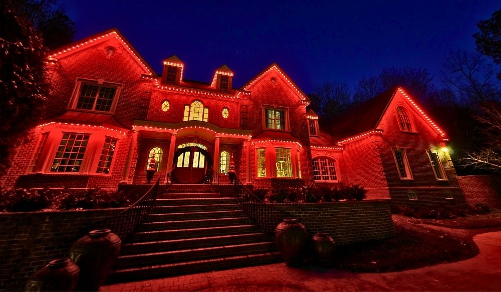 red outdoor lighting for house