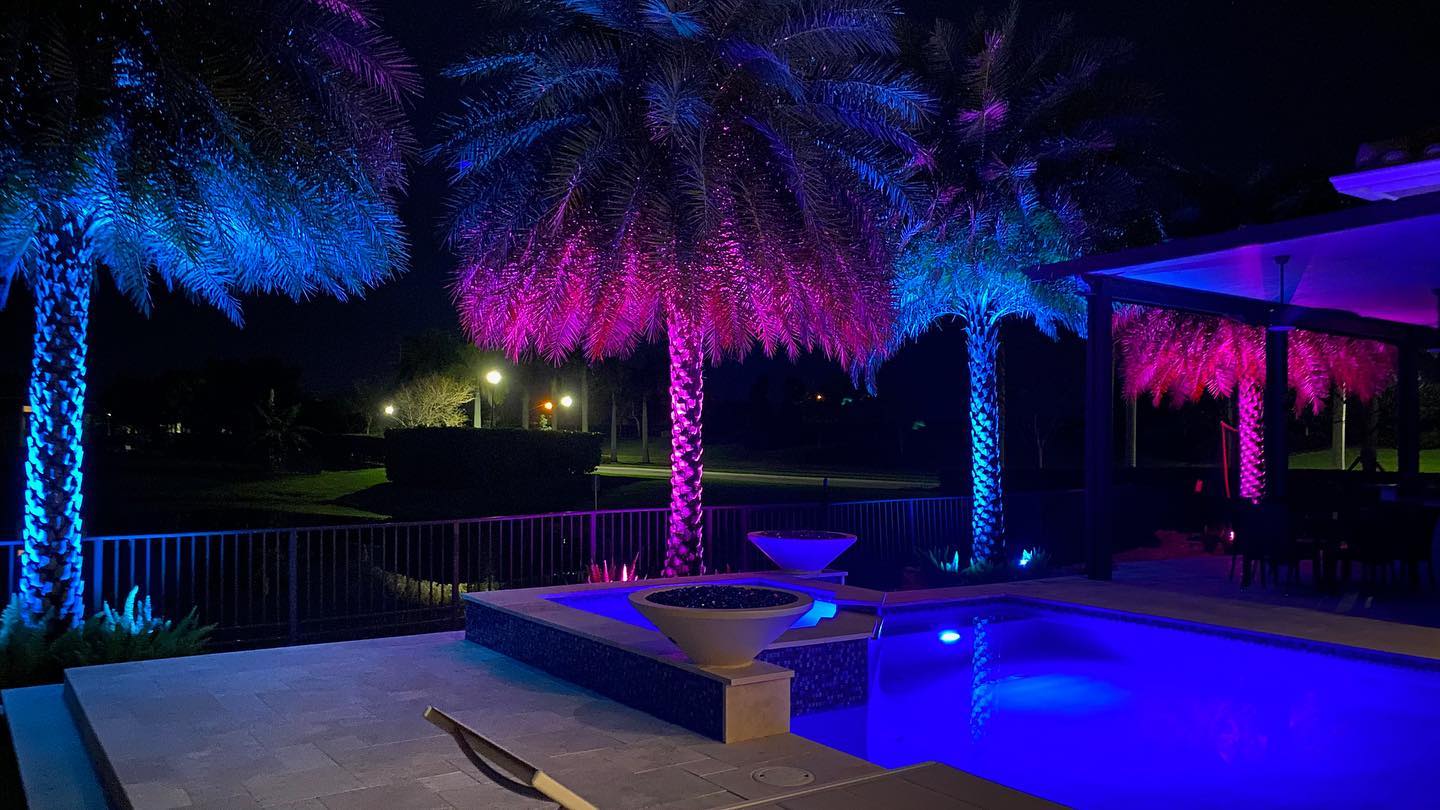 color-changing landscape lighting in Lely Resort, FL