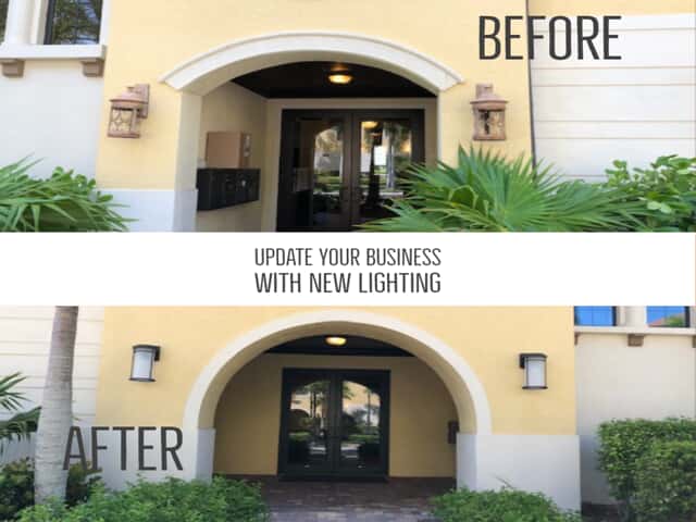 commercial outdoor lighting before and after 