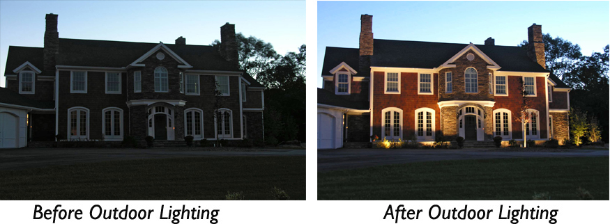 Before and after outdoor lighting