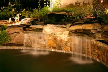 waterfall with enhanced lighting