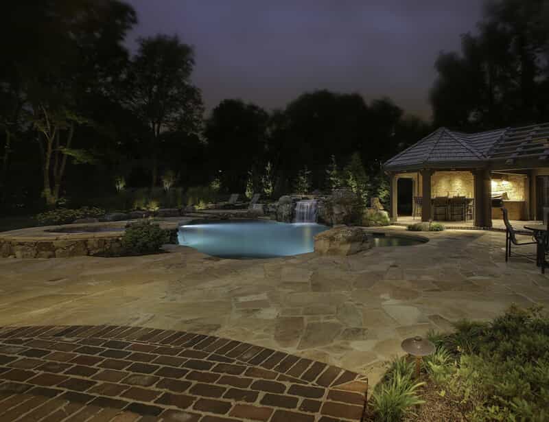 Pool and deck with professional lighting
