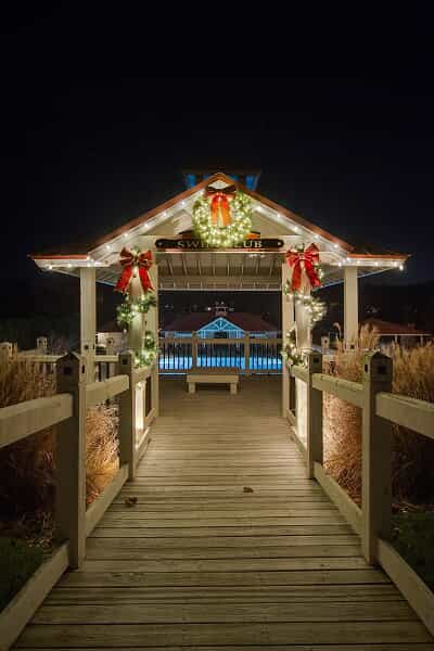 Deck with holiday lighting