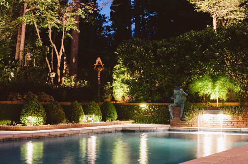 Outdoor pool with lighting