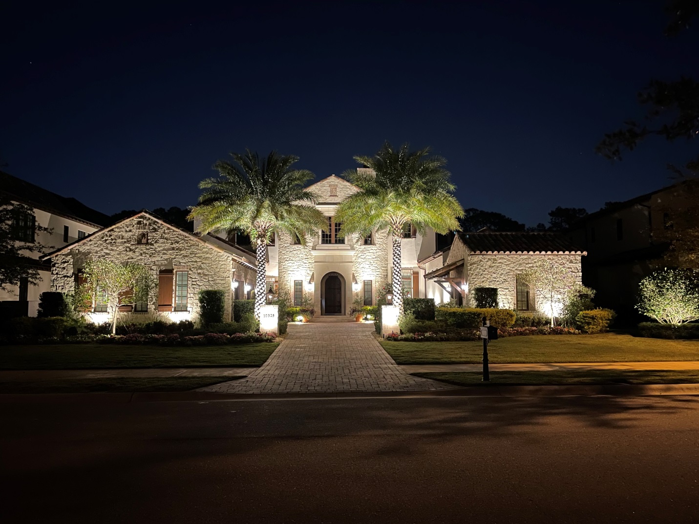 mansion with lights