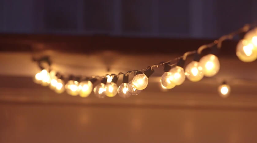 Close up of market lights