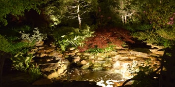 stone water feature lighting 