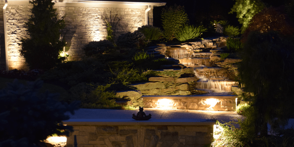 Lit up water feature 