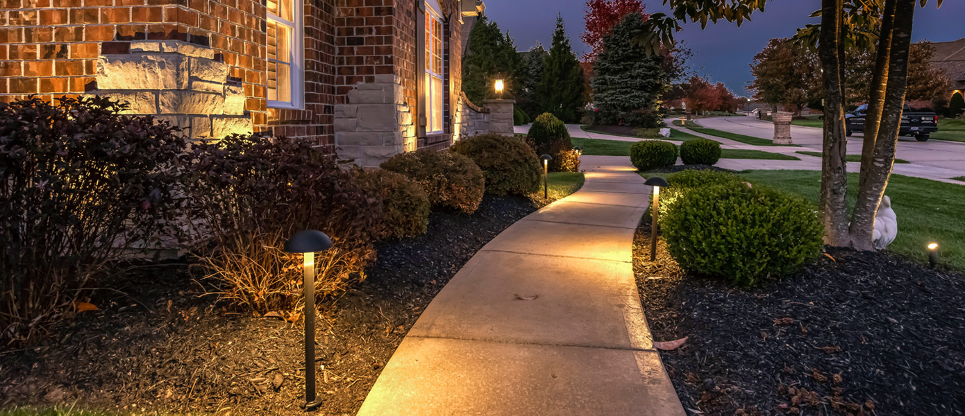 Custom path lighting in Streetsboro, Ohio brings beauty and safety at night