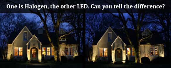 Halogen lights vs LED lights on a house