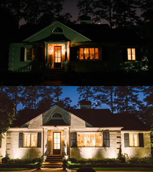 before and after landscape lighting 