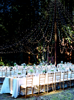 wedding with string canopy lighting 