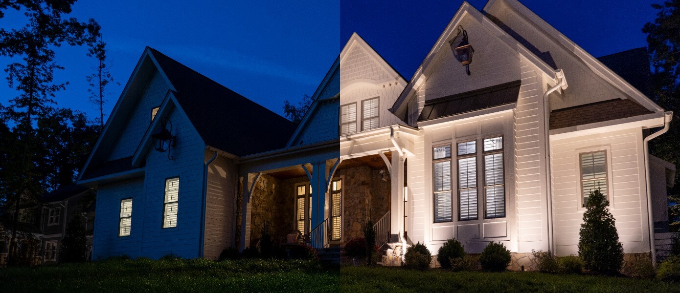 Germantown, TN, before and after outdoor lighting