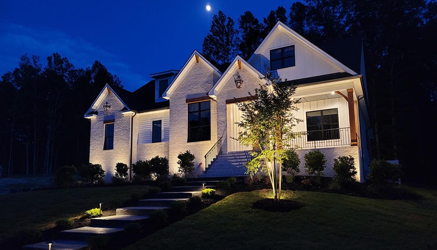 smaller home's facade lighting in Olive Branch, MS
