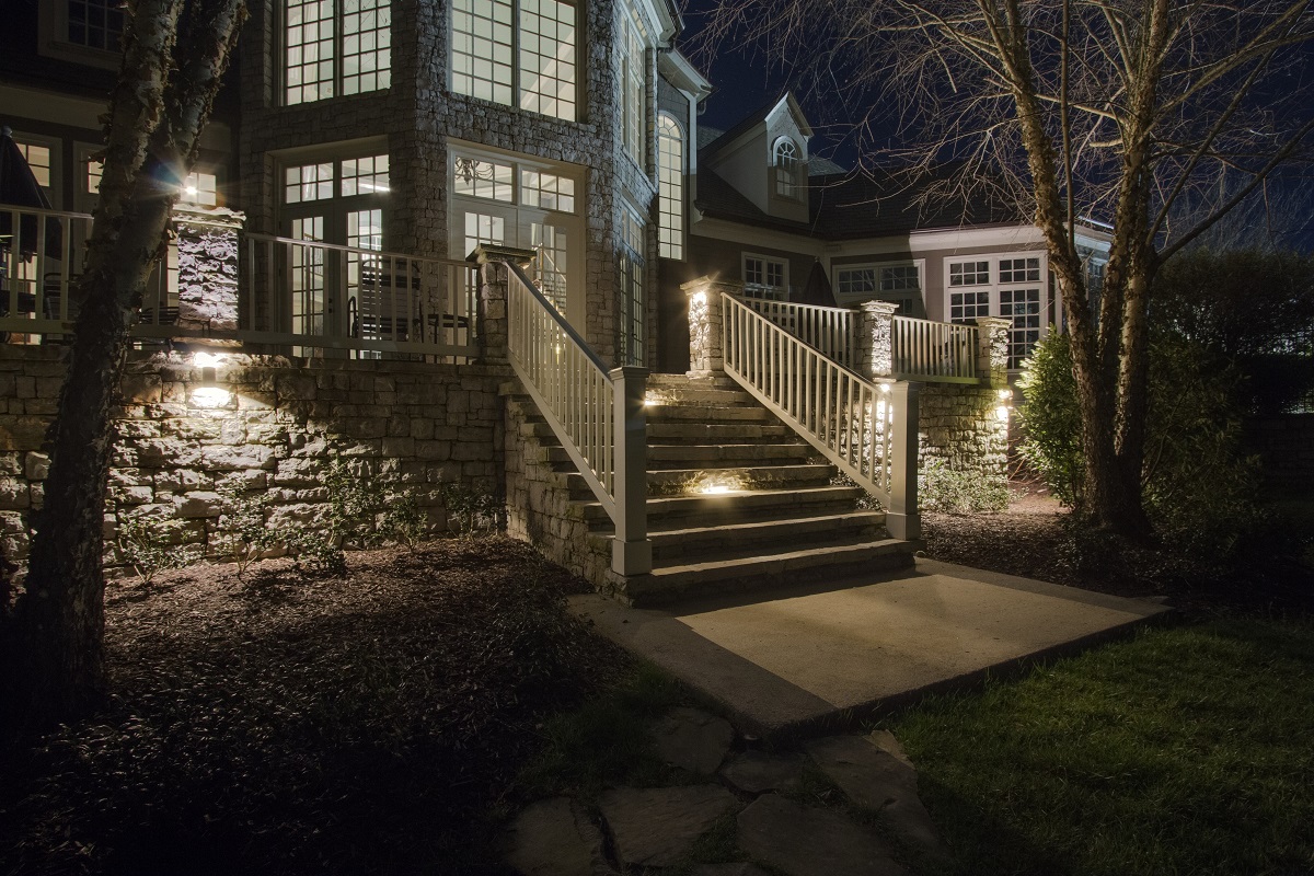 safety lighting on stairs of  home patio