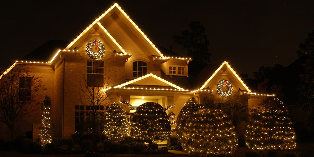 House with Christmas lights