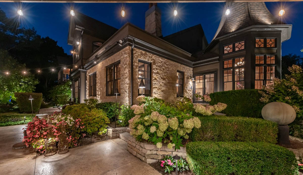 landscape lighting installed in Charlottesville, VA, backyard