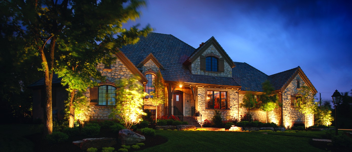 house with outdoor lighting