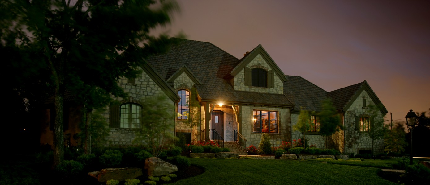 dimly lit house