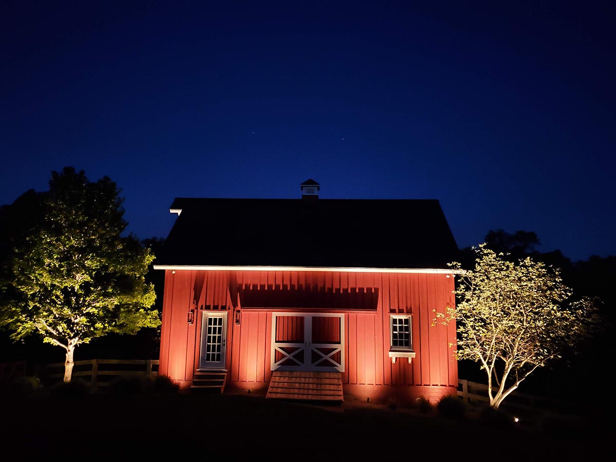 up-lighting on barn