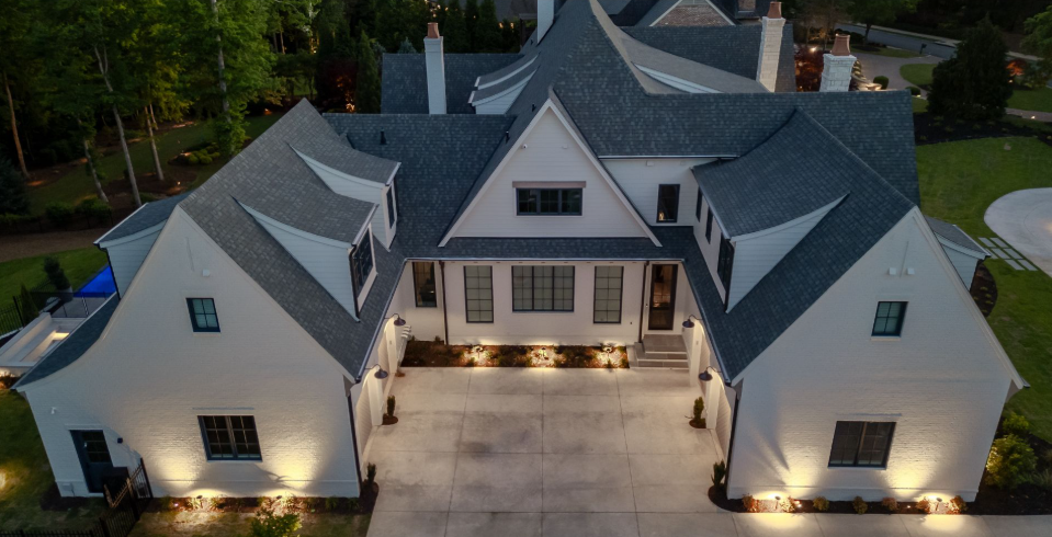 aerial view of home lighting