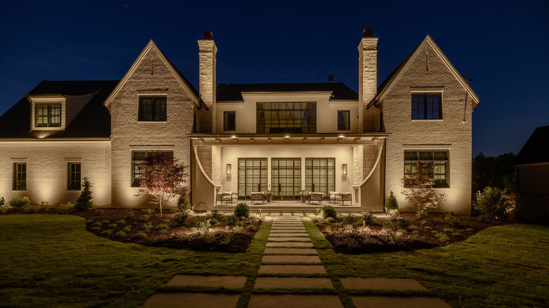 lighted front of home