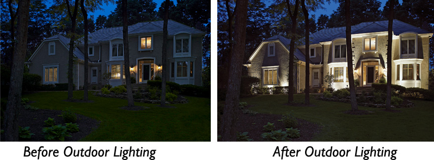 Indianapolis white brick home lighting