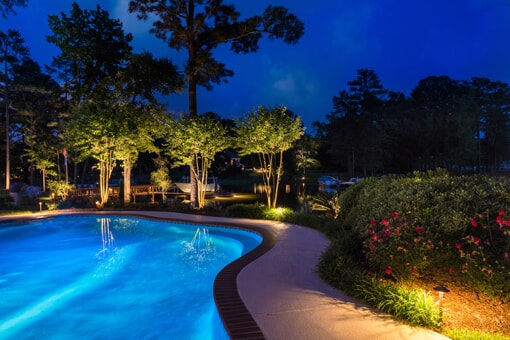 LED lighting by pool 