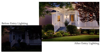 before and after entryway lighting 