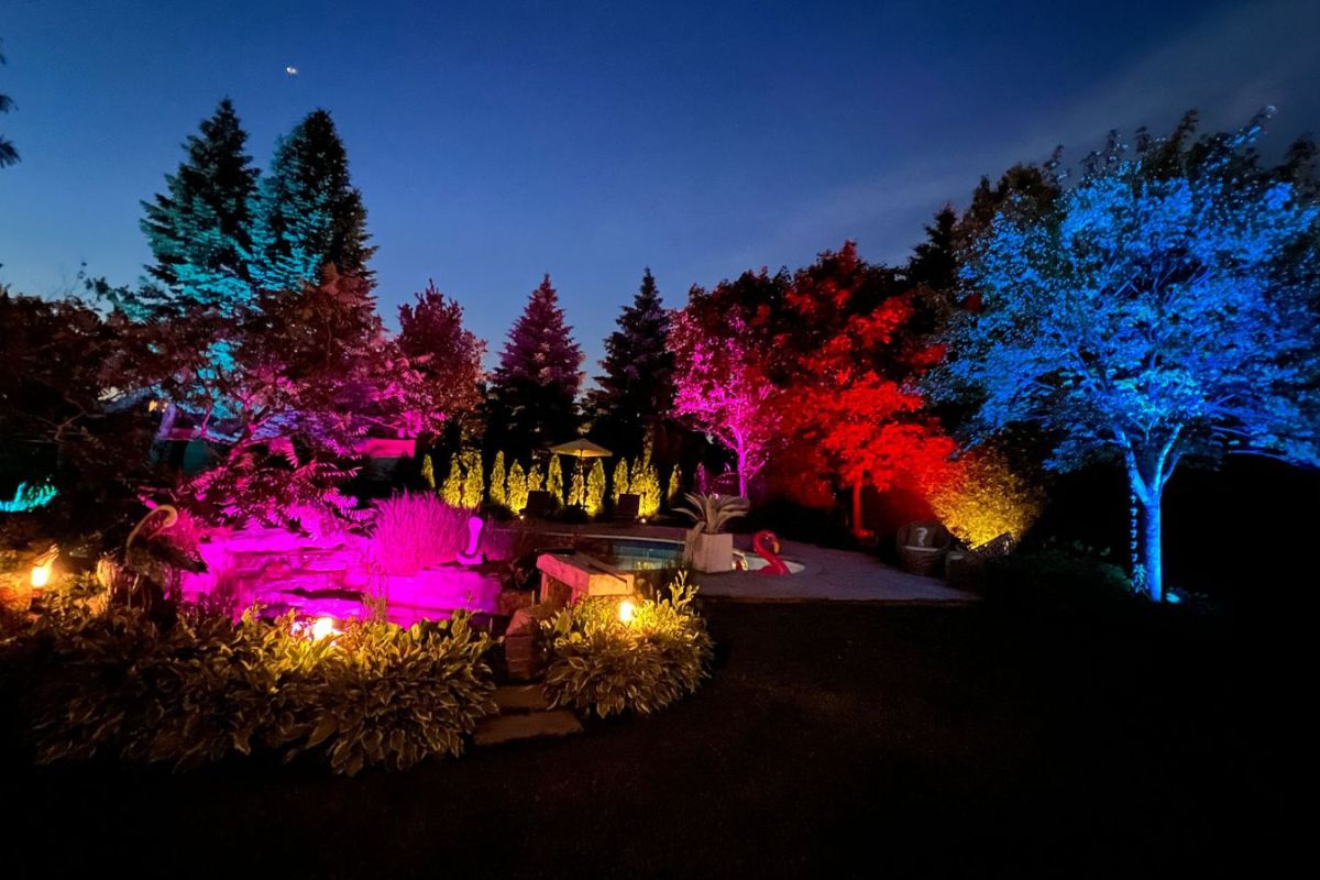 colored garden lighting
