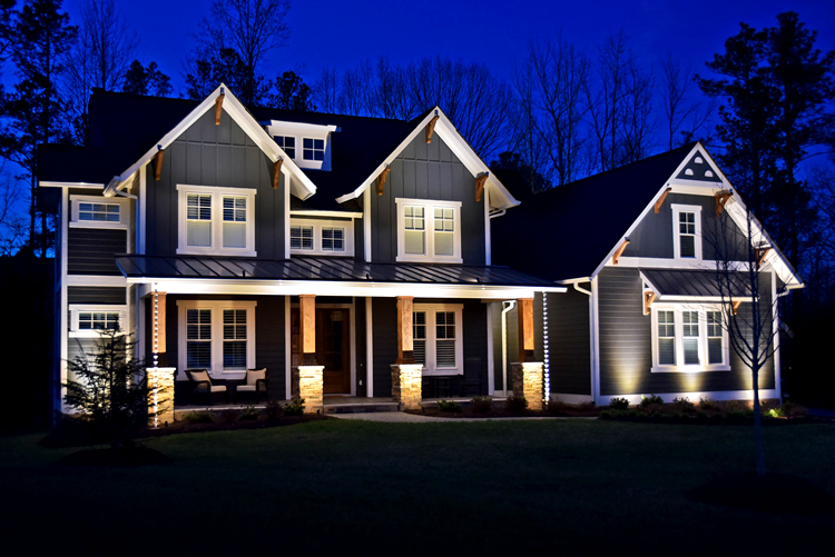 LED Lights Illuminating Front of House