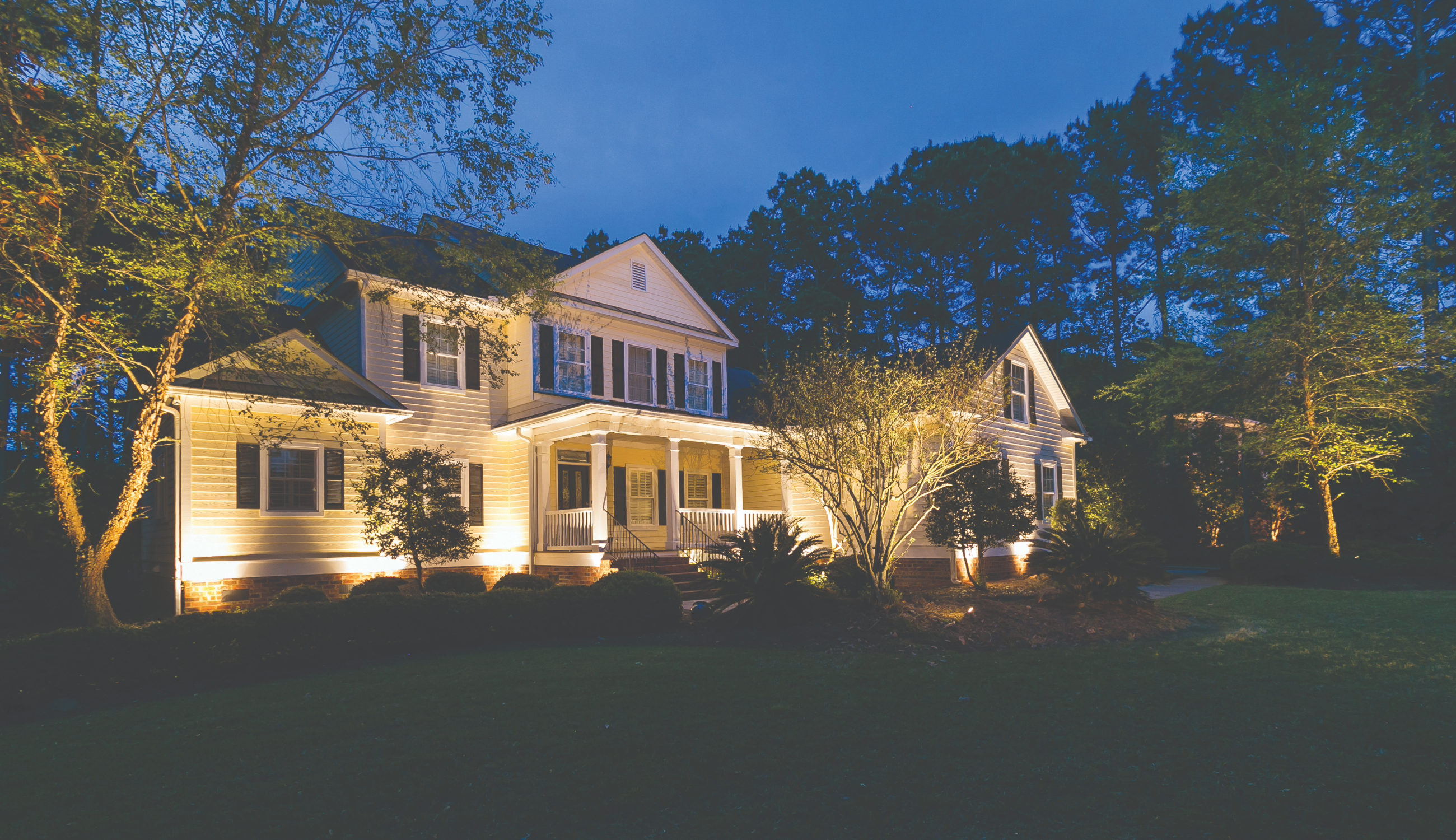 exterior of home lit up 