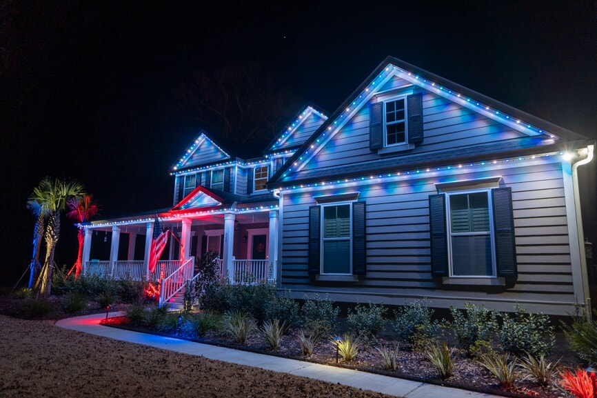 blue Permanent Roofline Lighting