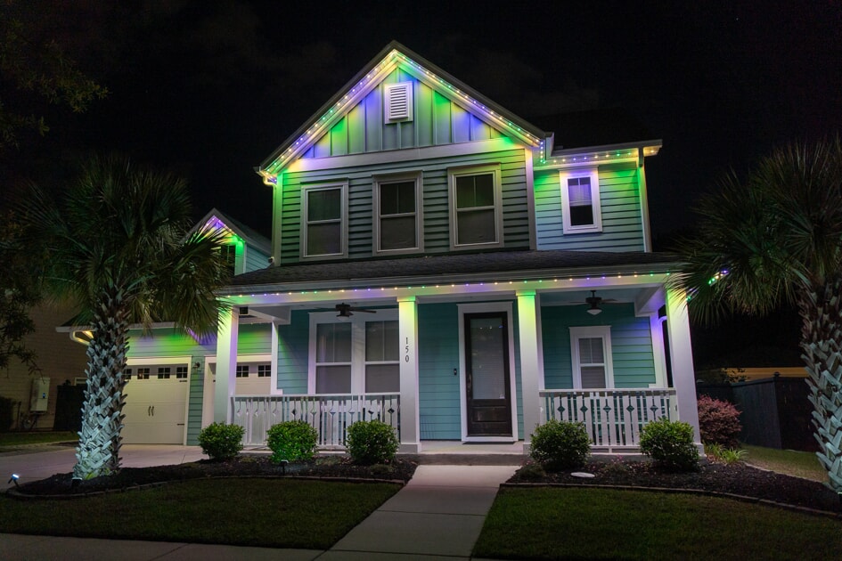 purple, yellow, and green lighting