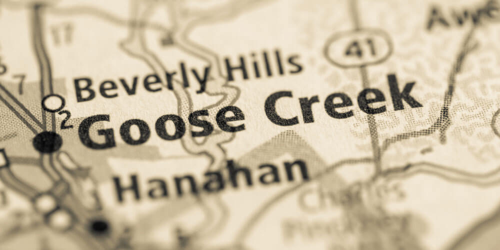 Map that is showing where Goose Creek is