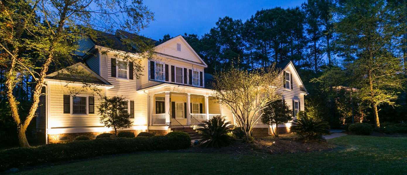 Outdoor accent lighting on Charleston, SC home.
