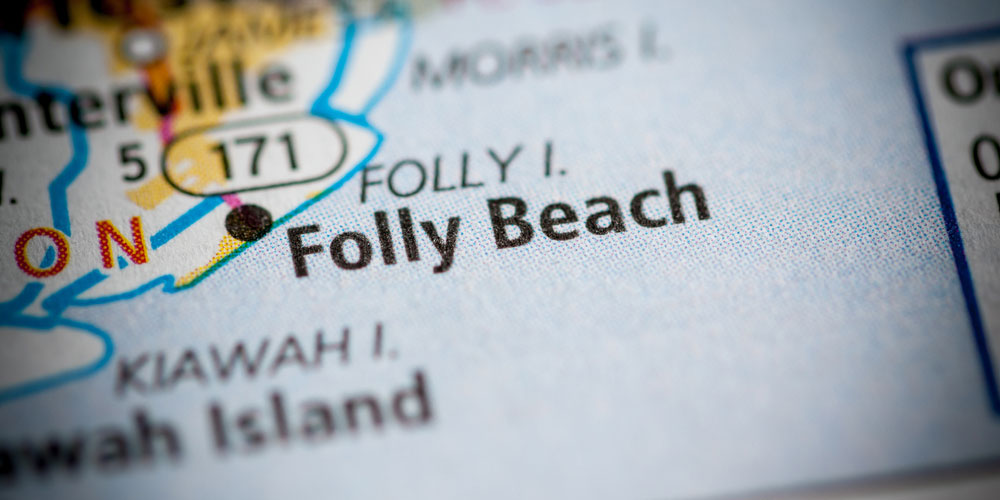 Map that is showing Folly Beach