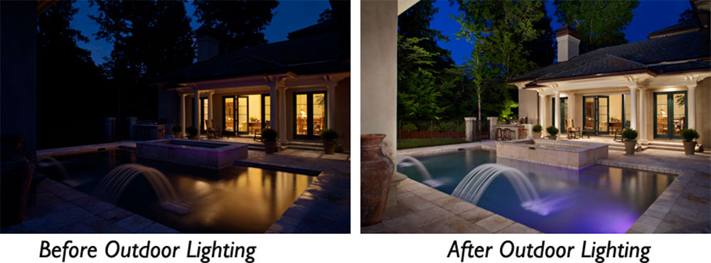Outdoor Pool Lighting before and afters
