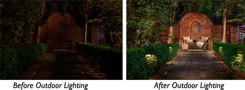 Patio Lighting before and afters