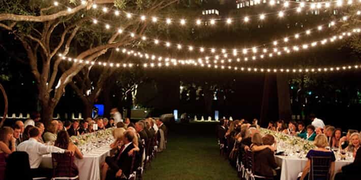 Outdoor special event with string lighting