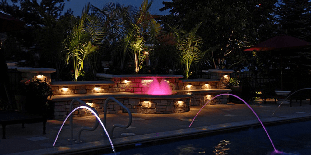Pool and water features with lighting