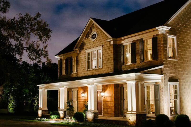 Atlanta house with exterior lighting
