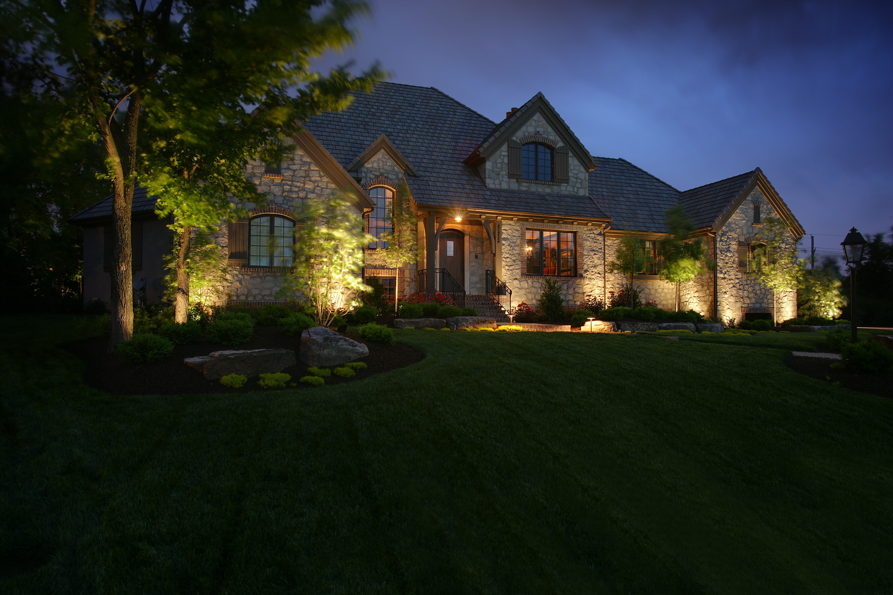 plymouth home after exterior lighting installation
