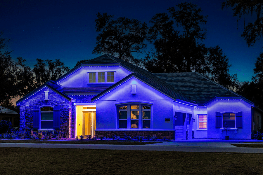 blue Permanent Roofline Lighting